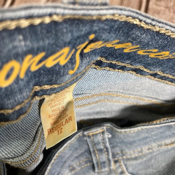 Lot of 2 ARIZONA JEAN CO Girl's 12 Skinny Blue Denim Jeans Adjustable Waist EUC - Picture 8 of 9